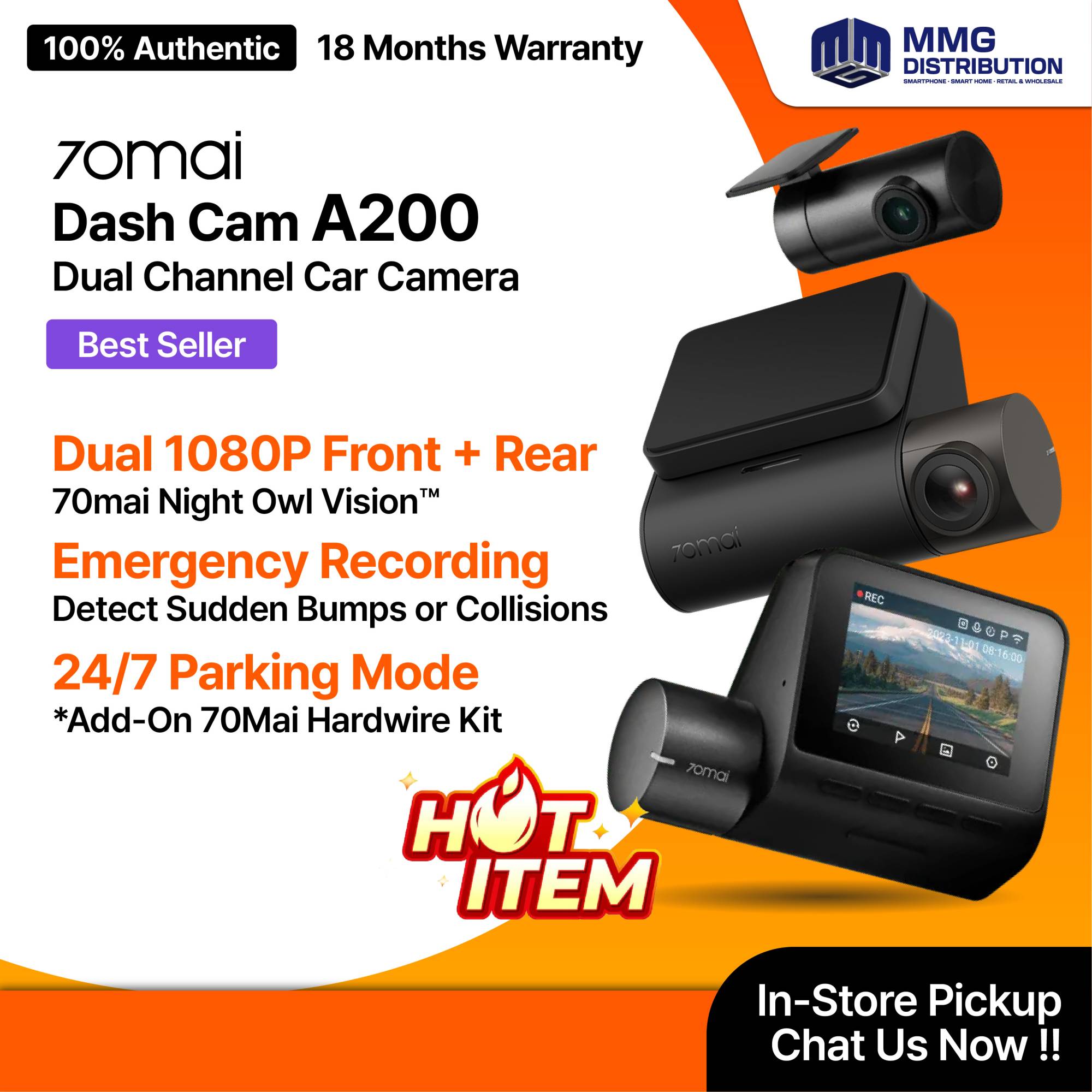 70mai Dash Cam A200 Set (A200+RC11)