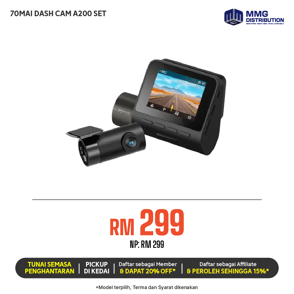 アクセサリー 70mai Dash Cam A200 Set 70mai A200 HDR 1080P Dual Dash Cam - NEXDIGITRON®